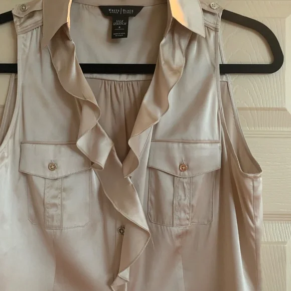 White House Black Market Tan Sleeveless Blouse sz 8 - Picture 2 of 8